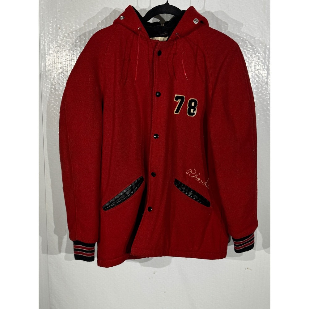 Vintage 70s Canton McKinley Bulldogs Hooded Wool Varsity Letterman Jacket Ohio
